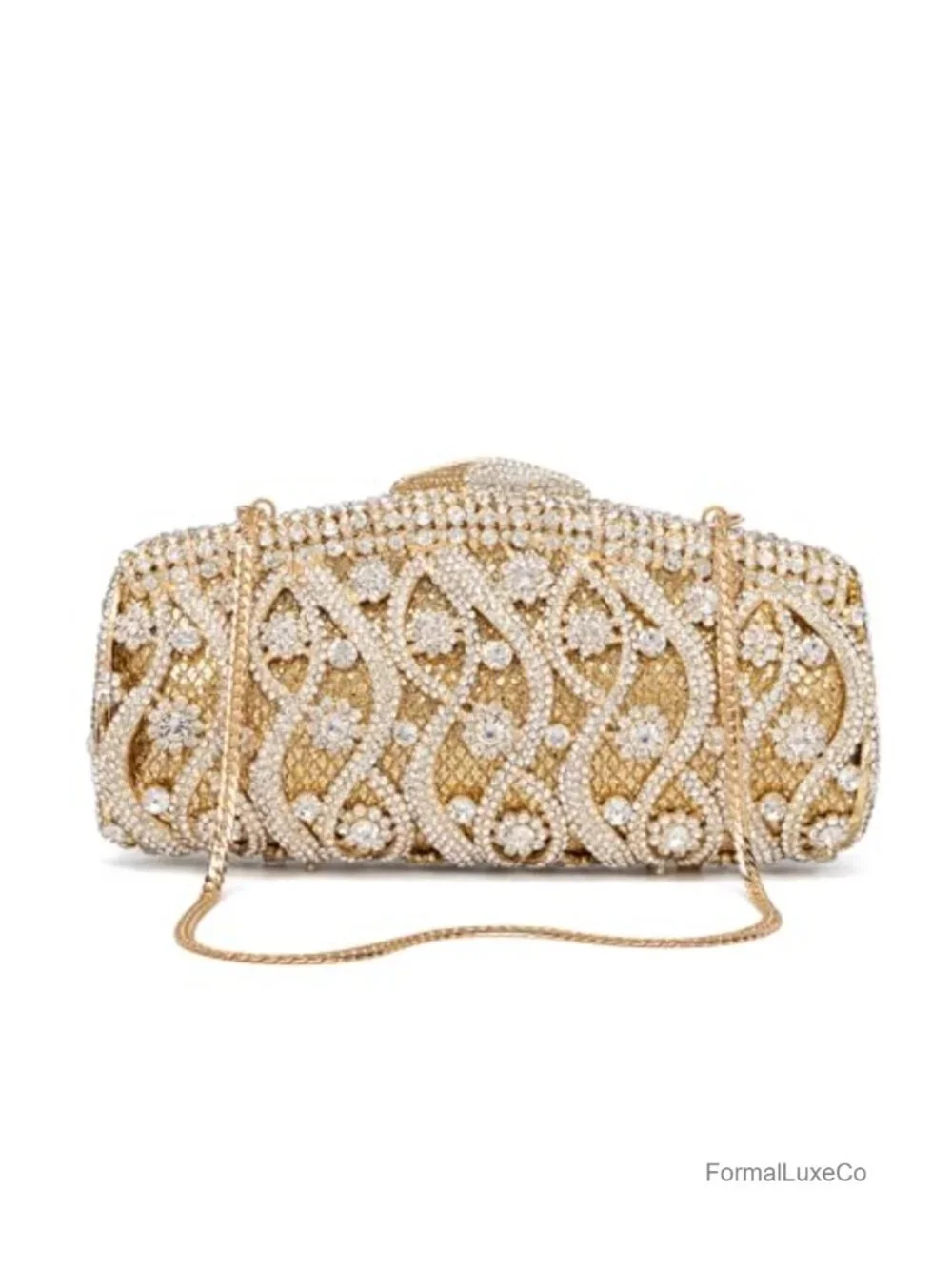 Luxury Hollow-Out Crystal Minaudiere Clutch Fits iPhone 14 Gala Evening Bag